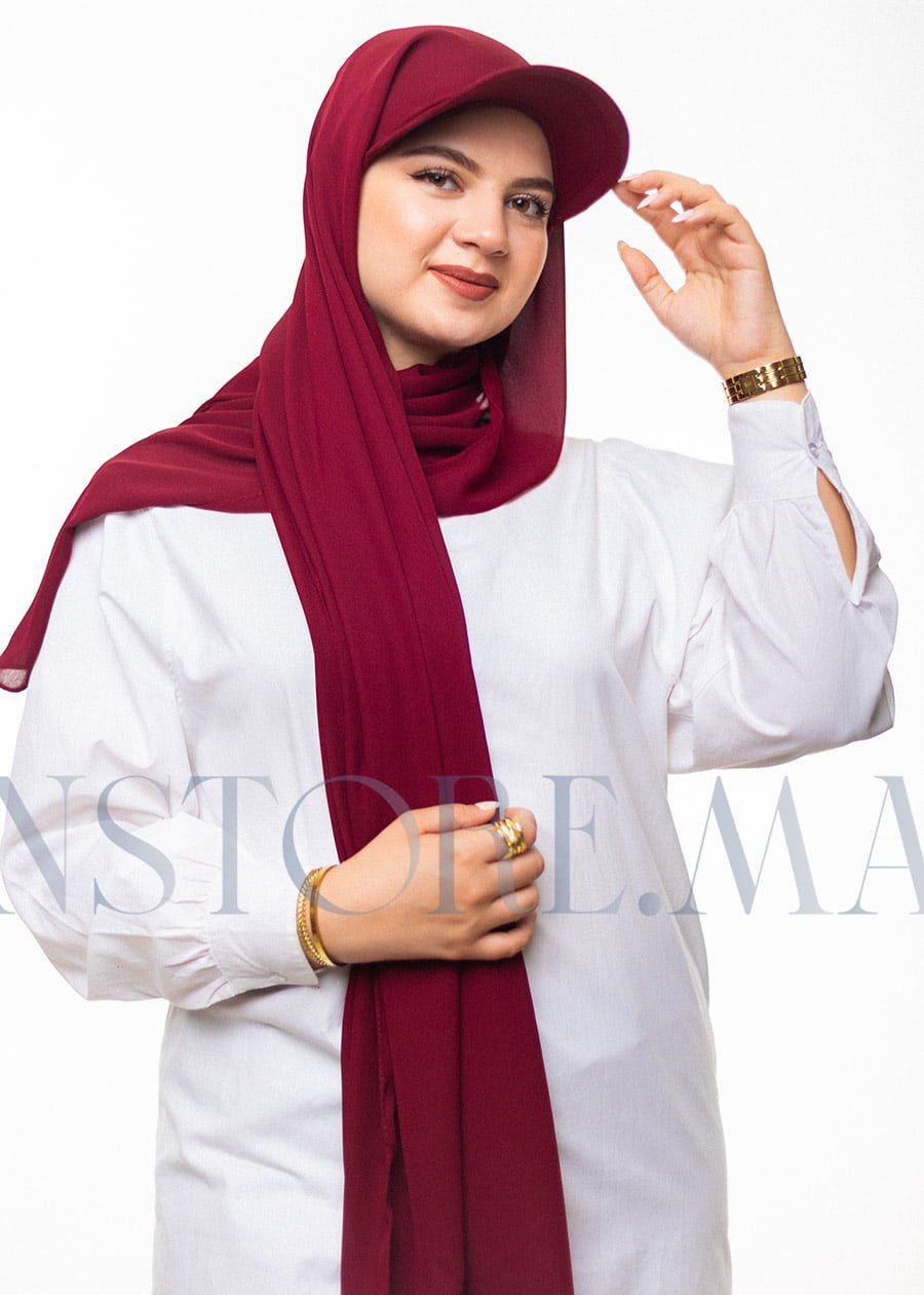 شال كريب حريري مع قبعة ڭرونة