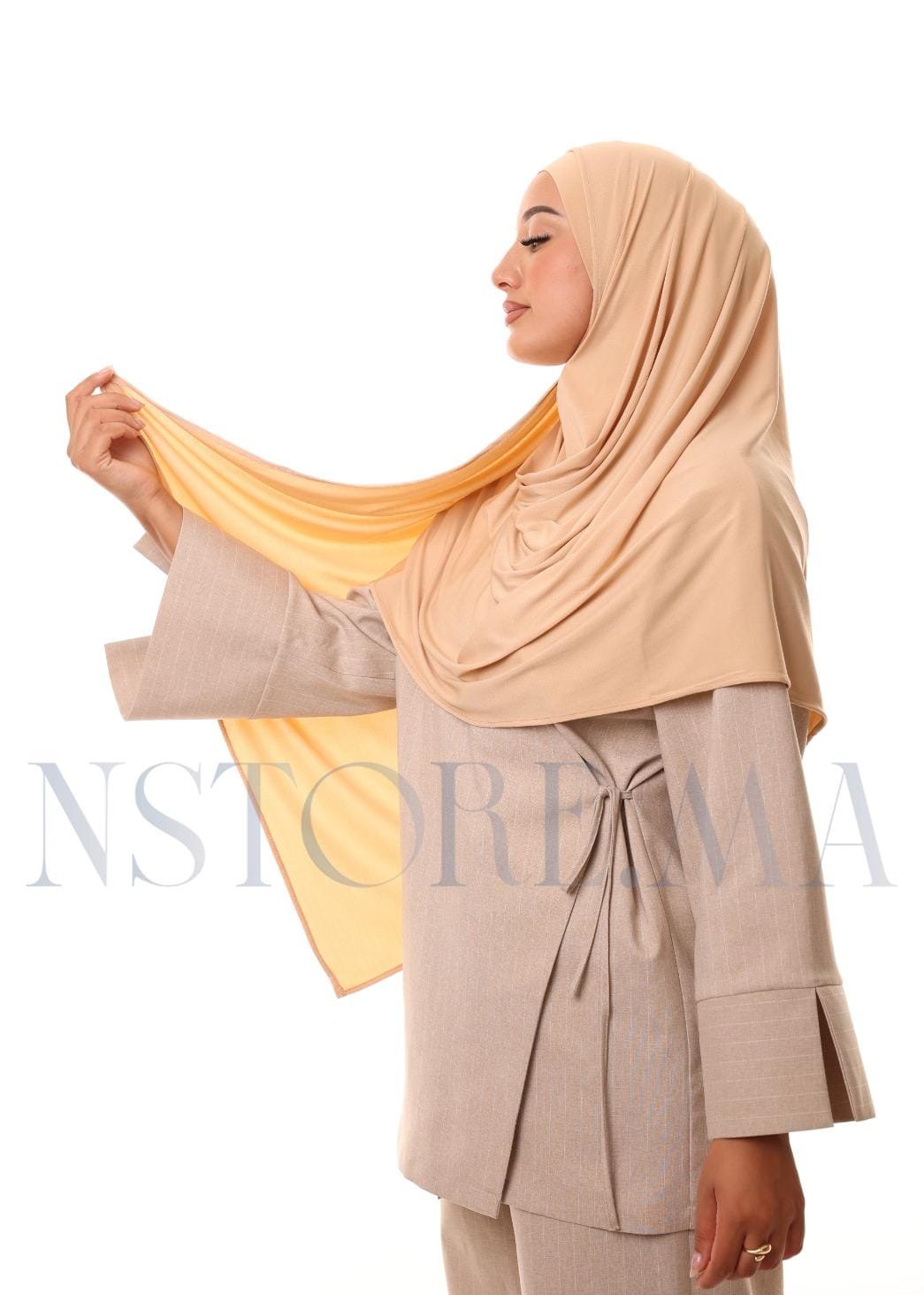 شال مزدوج - بيج غامق -