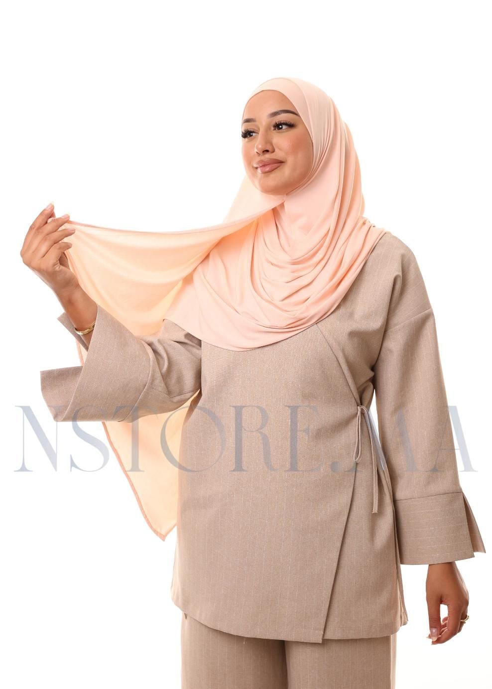 شال مزدوج - بيج باستل -