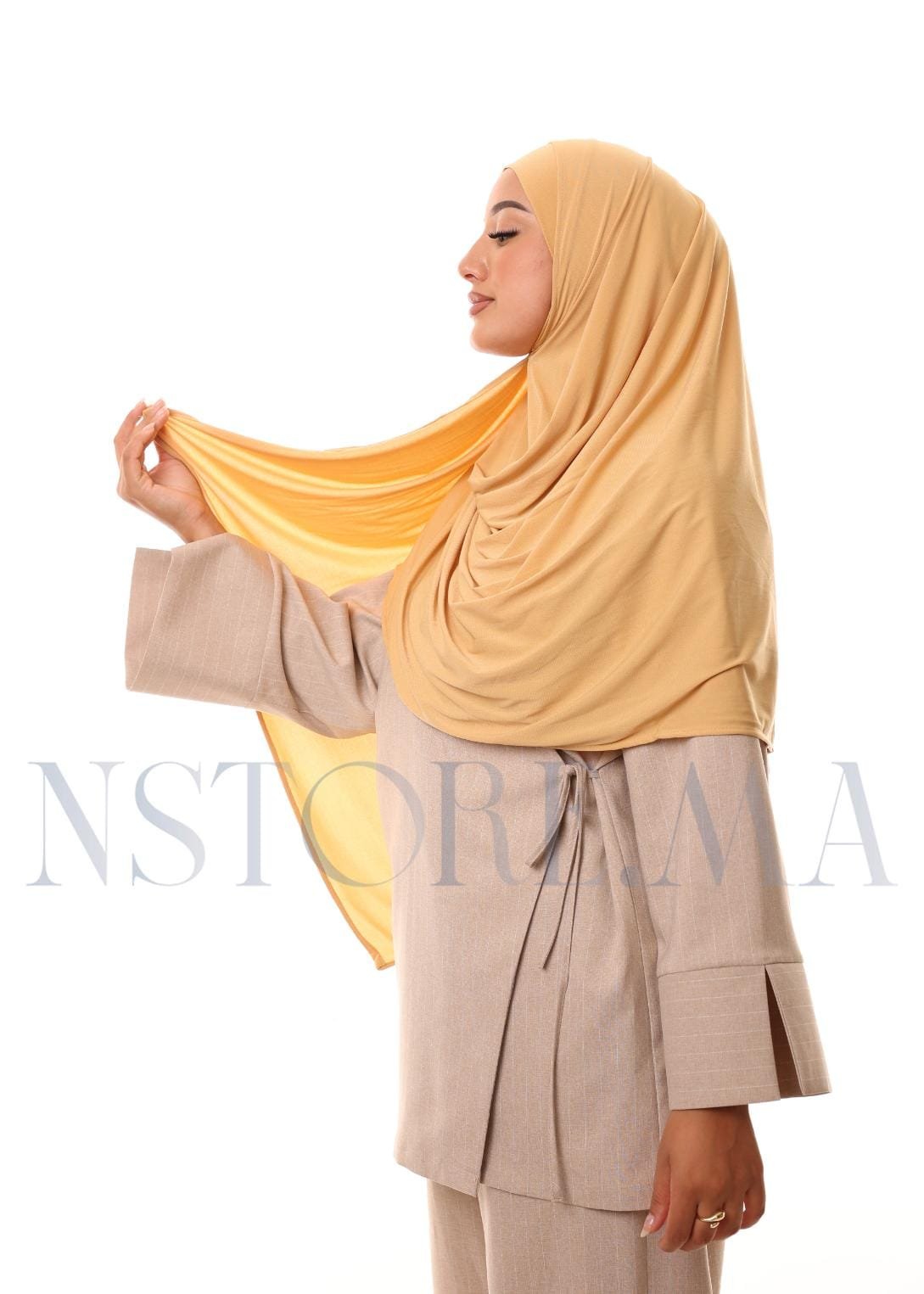 شال مزدوج - بيج مصفر -