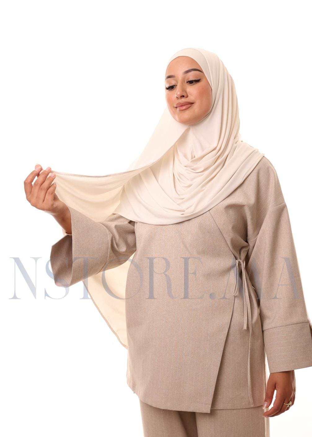 شال مزدوج - بيج فاتح -