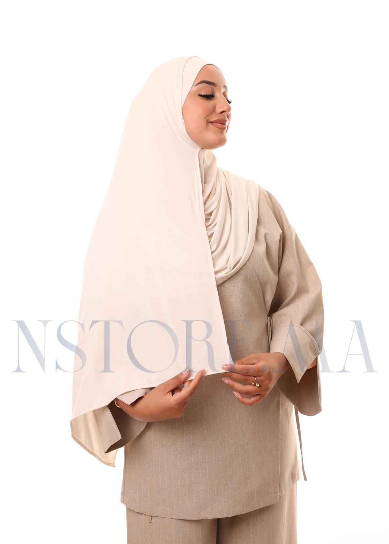 شال مزدوج - بيج فاتح -