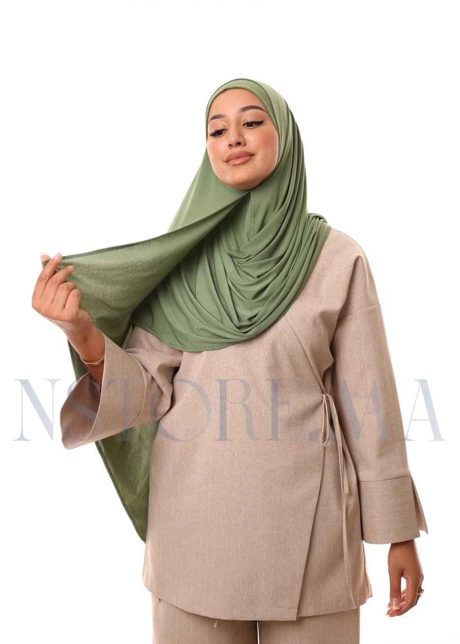شال مزدوج - أخضر عسكري -