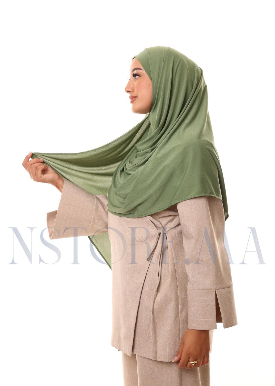 شال مزدوج - أخضر عسكري -