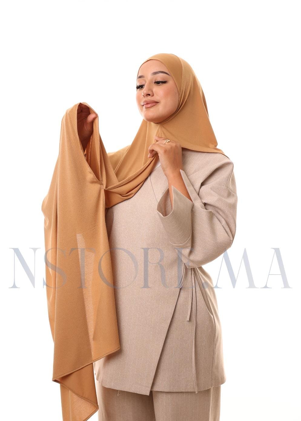 شال مزدوج بيج رملي