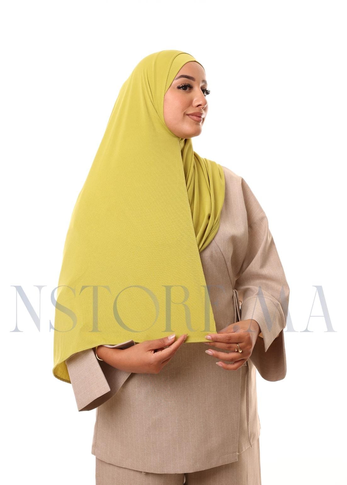 شال مزدوج - أخضر مصفر -