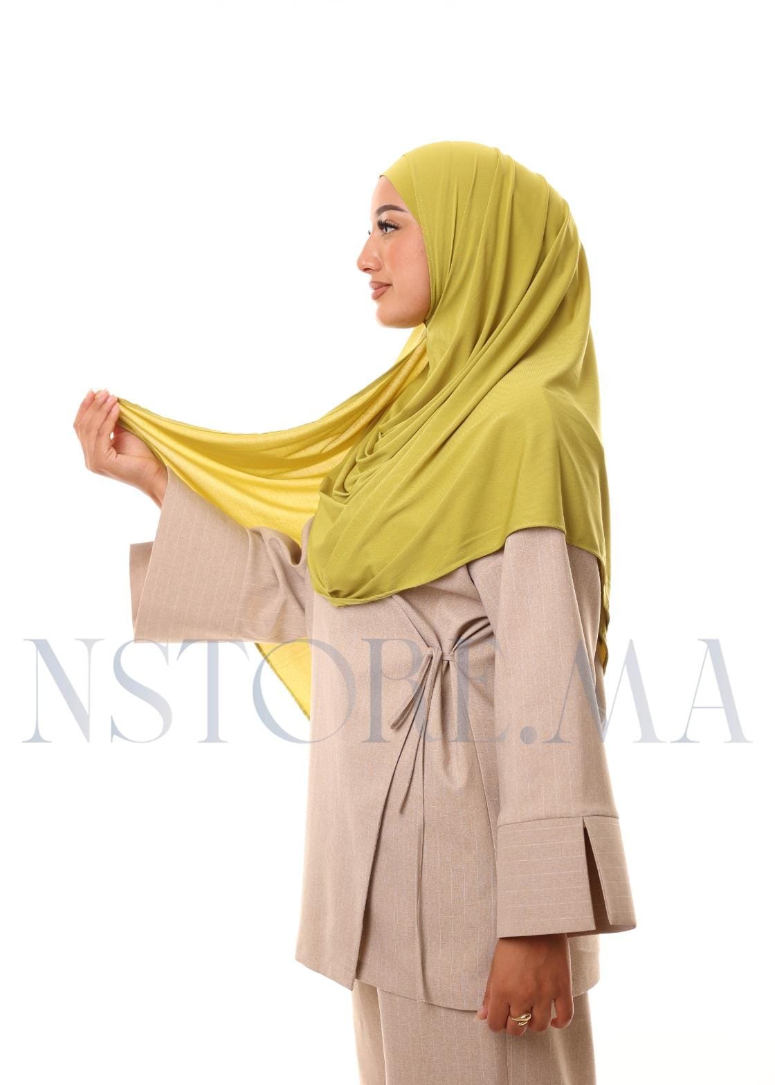 شال مزدوج - أخضر مصفر -