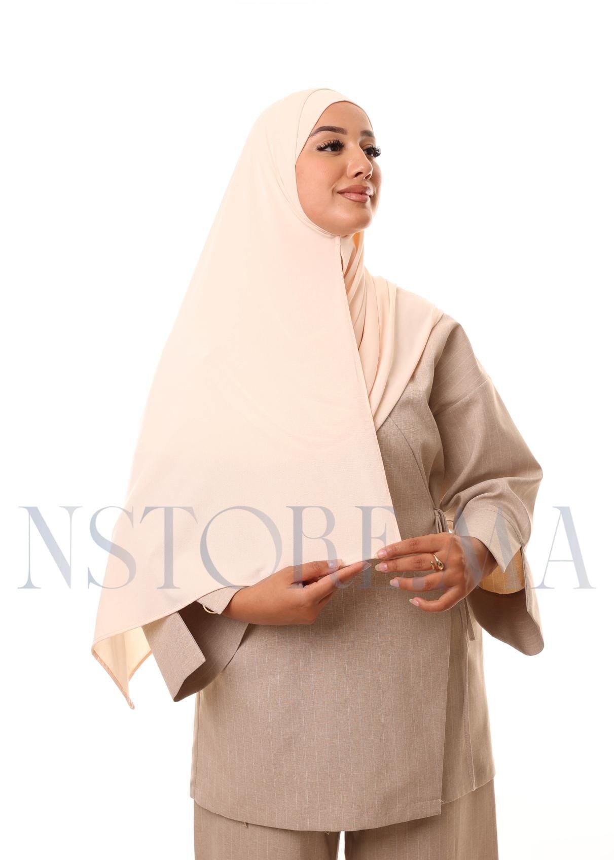 شال مزدوج - بيج باستل فاتح -