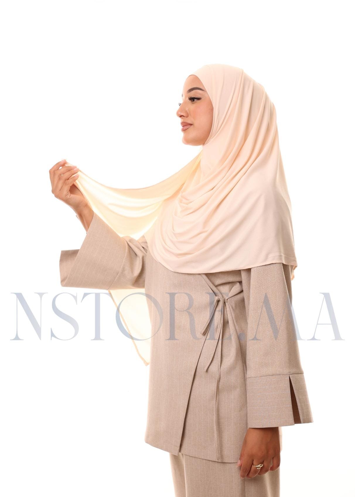 شال مزدوج - بيج باستل فاتح -