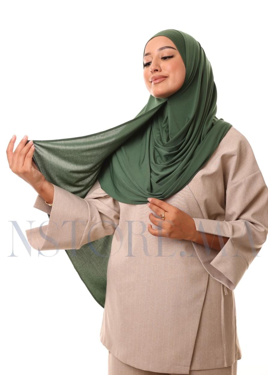 شال مزدوج - أخضر زيتي -