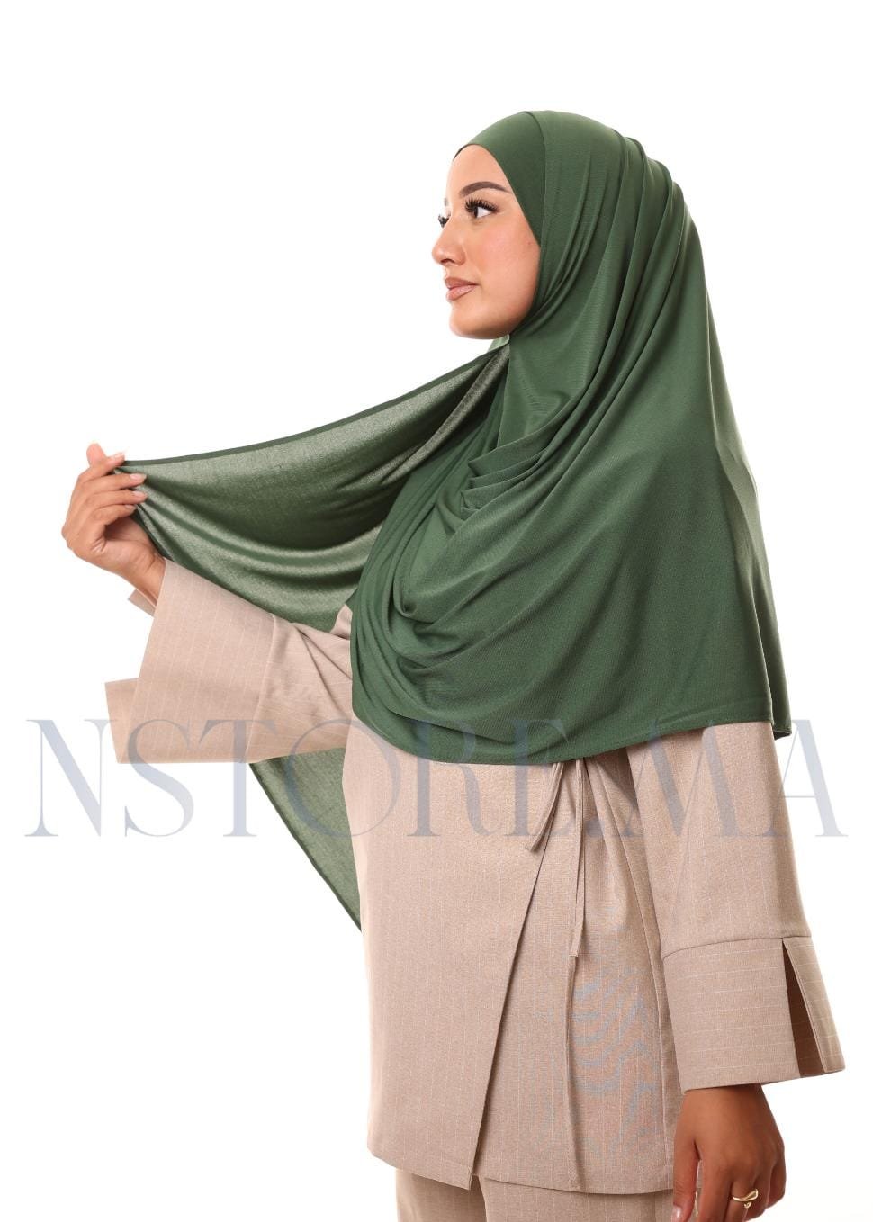 شال مزدوج - أخضر زيتي -
