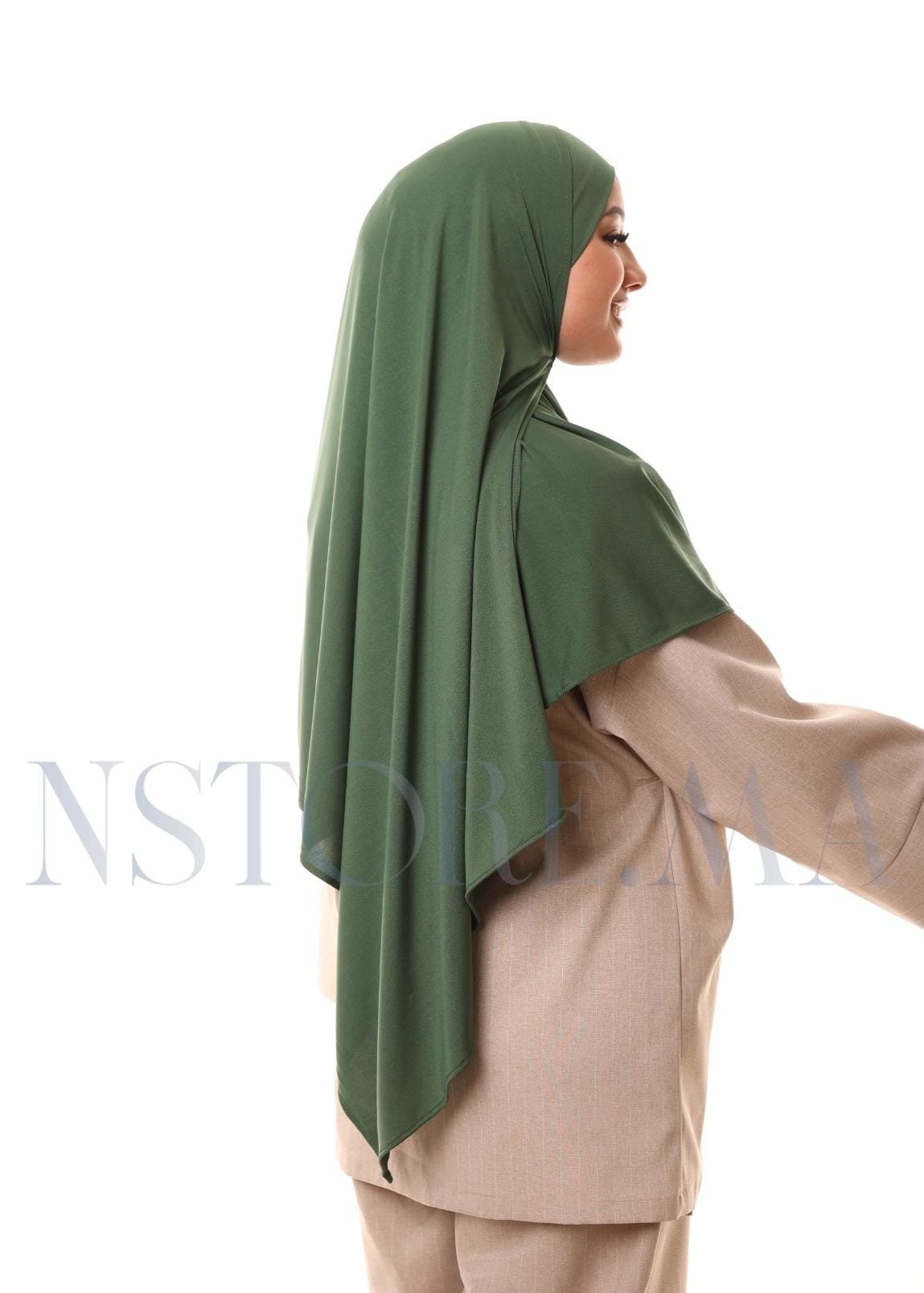 شال مزدوج - أخضر زيتي -