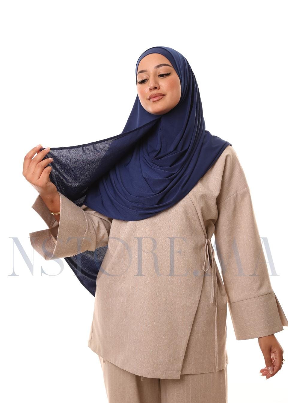 شال مزدوج - أزرق غامق -