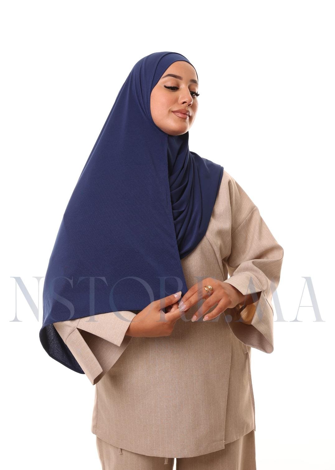 شال مزدوج - أزرق غامق -