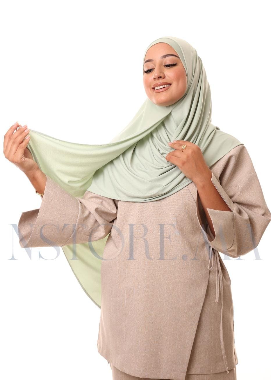 شال مزدوج - أخضر باستل -