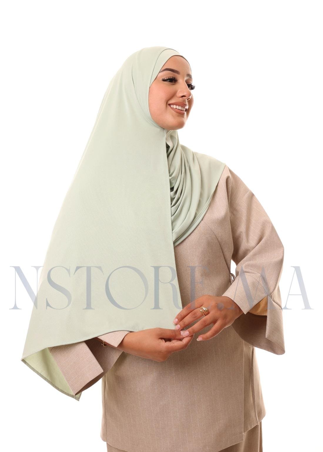 شال مزدوج - أخضر باستل -