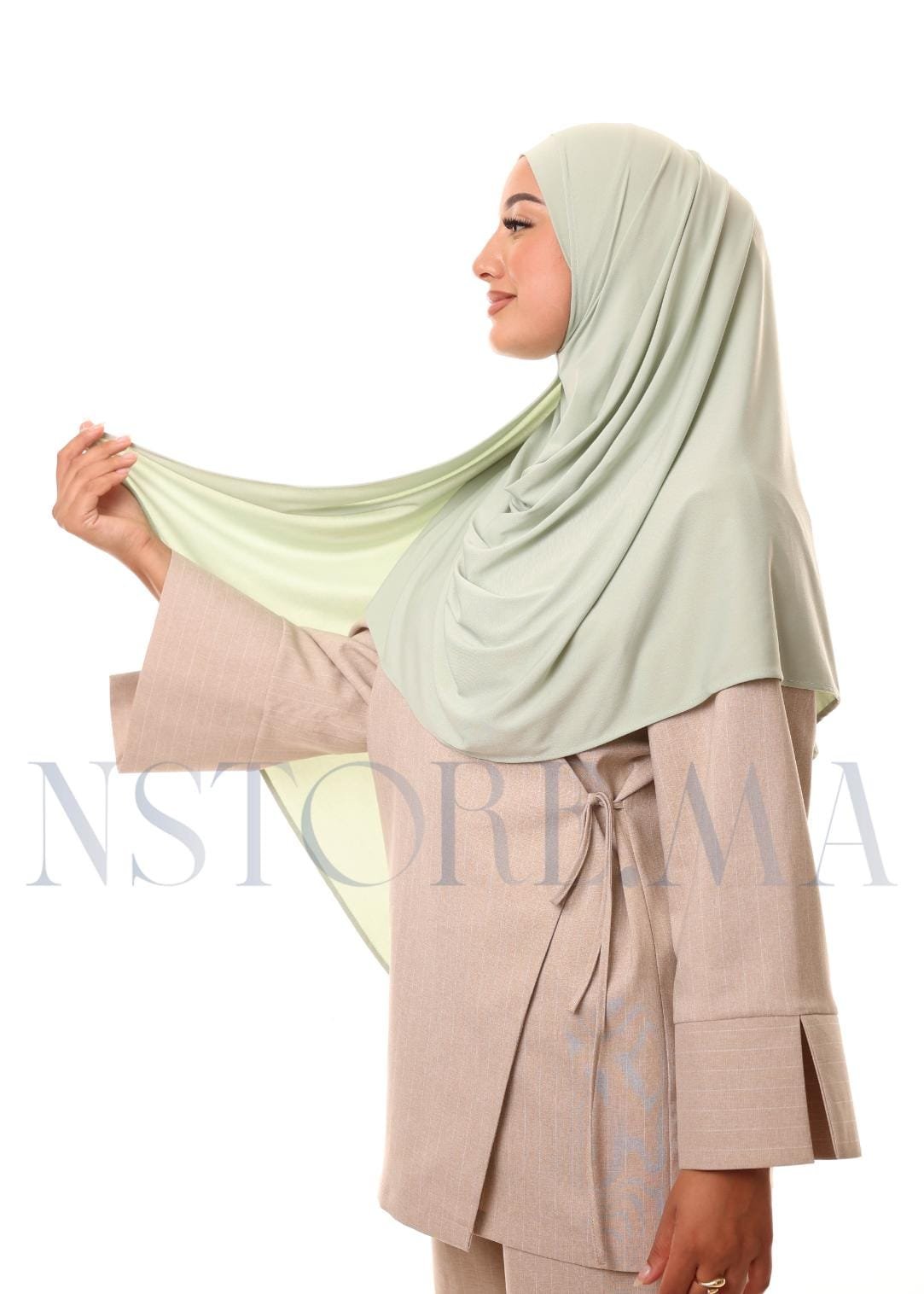 شال مزدوج - أخضر باستل -