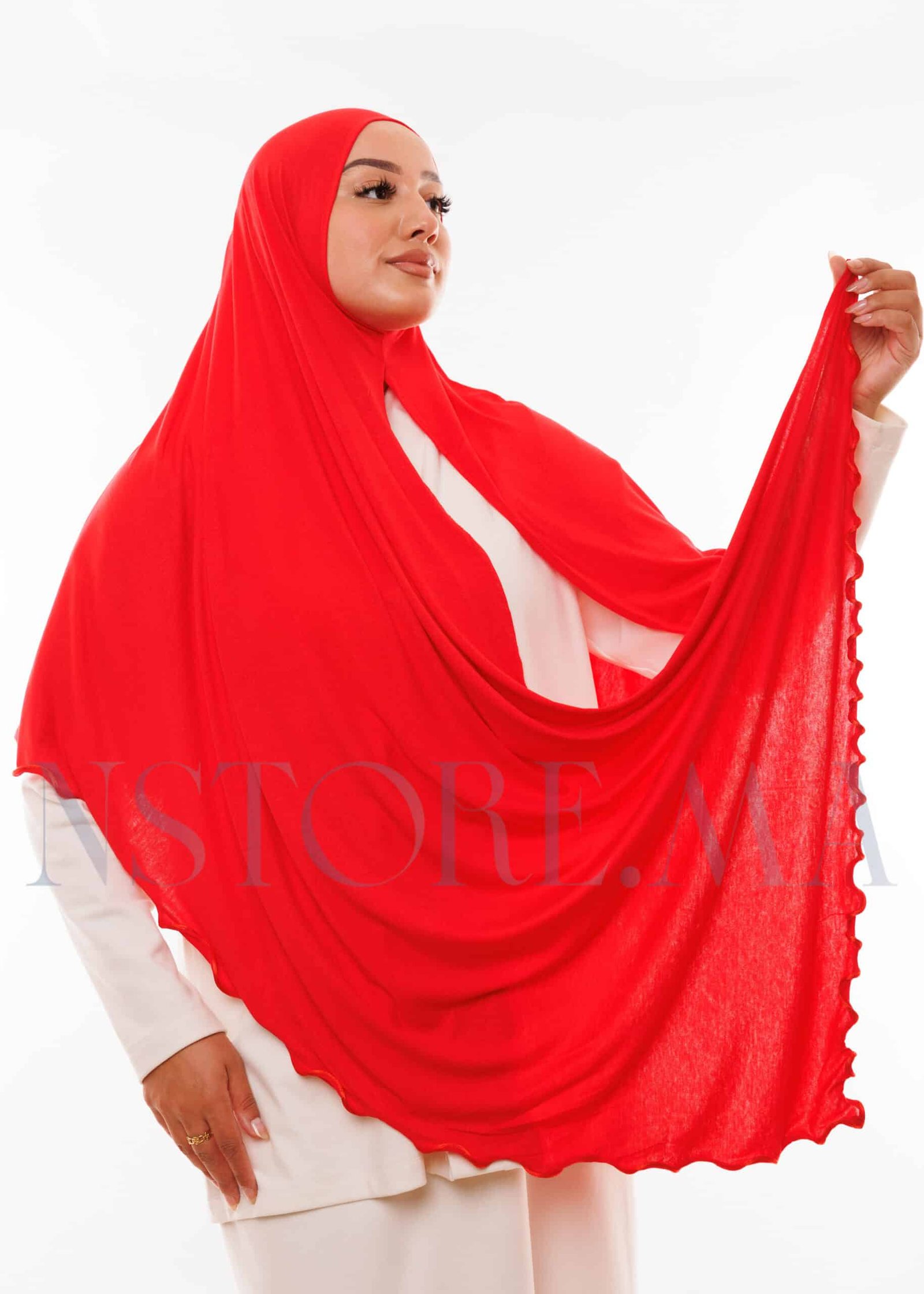 شال ليكرا مموج أحمر