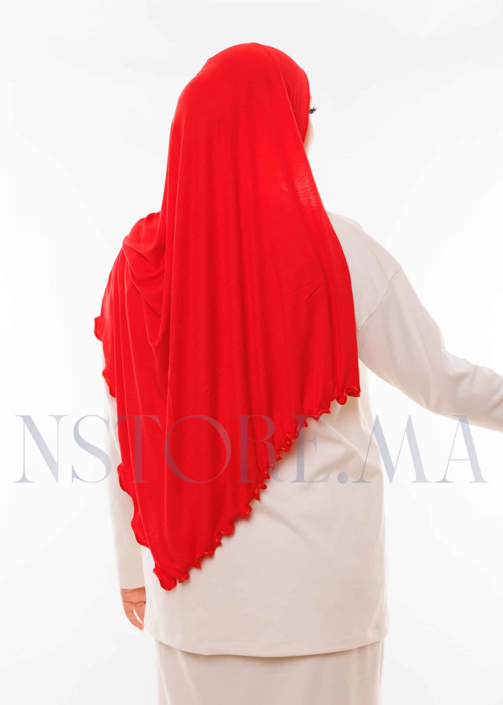 شال ليكرا مموج - أحمر -