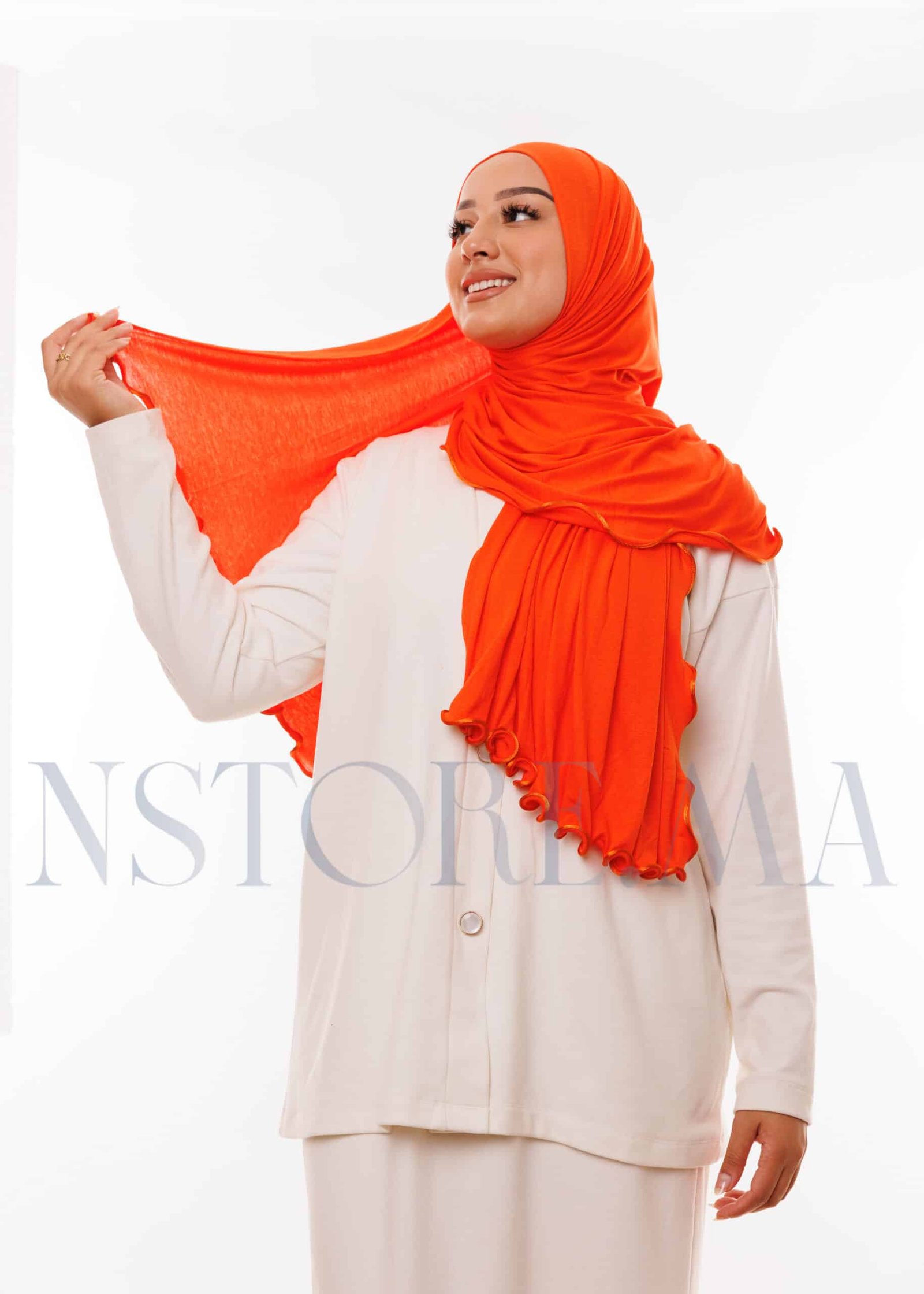 شال ليكرا مموج برتقالي