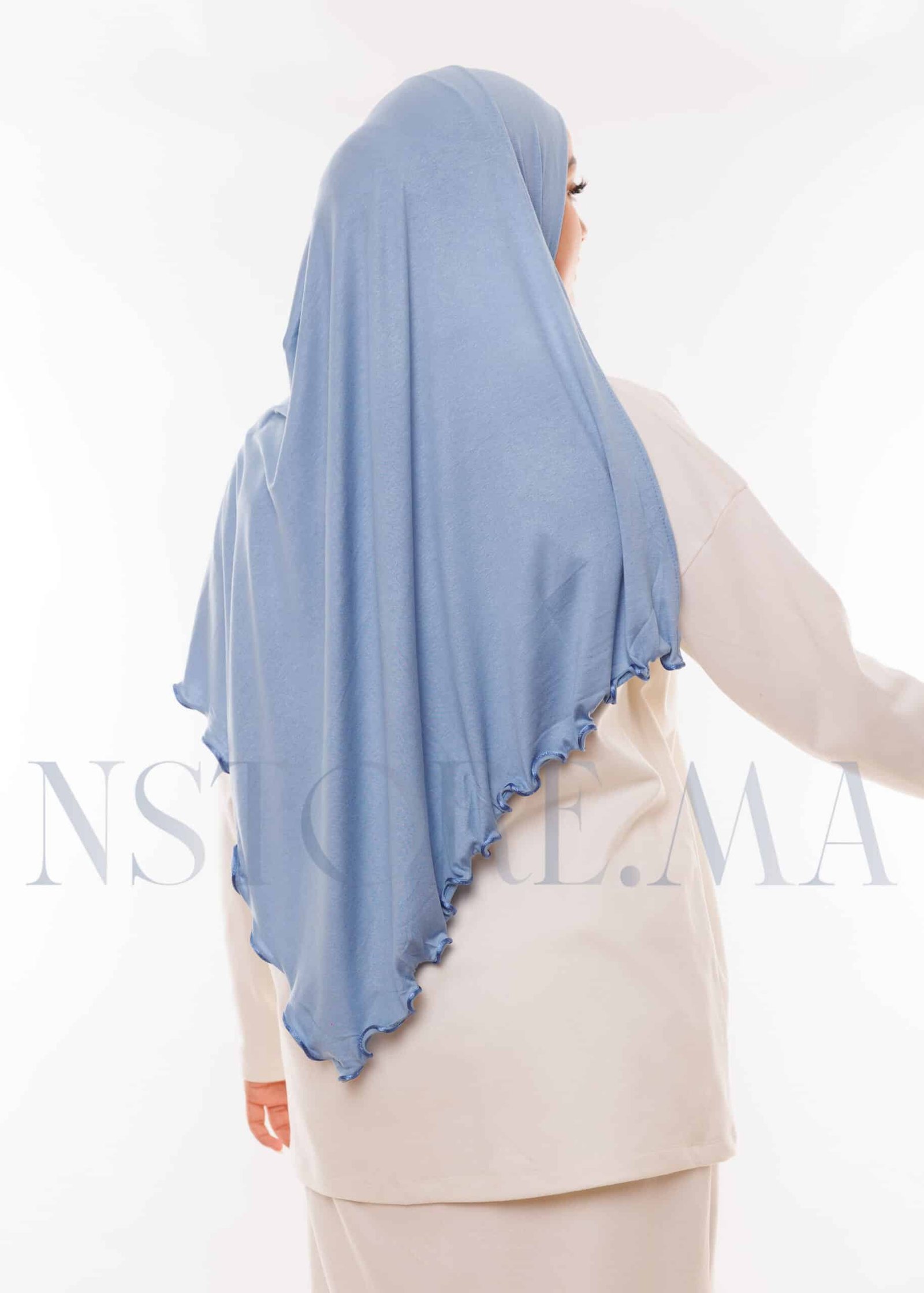 شال ليكرا مموج - أزرق جينز فاتح -