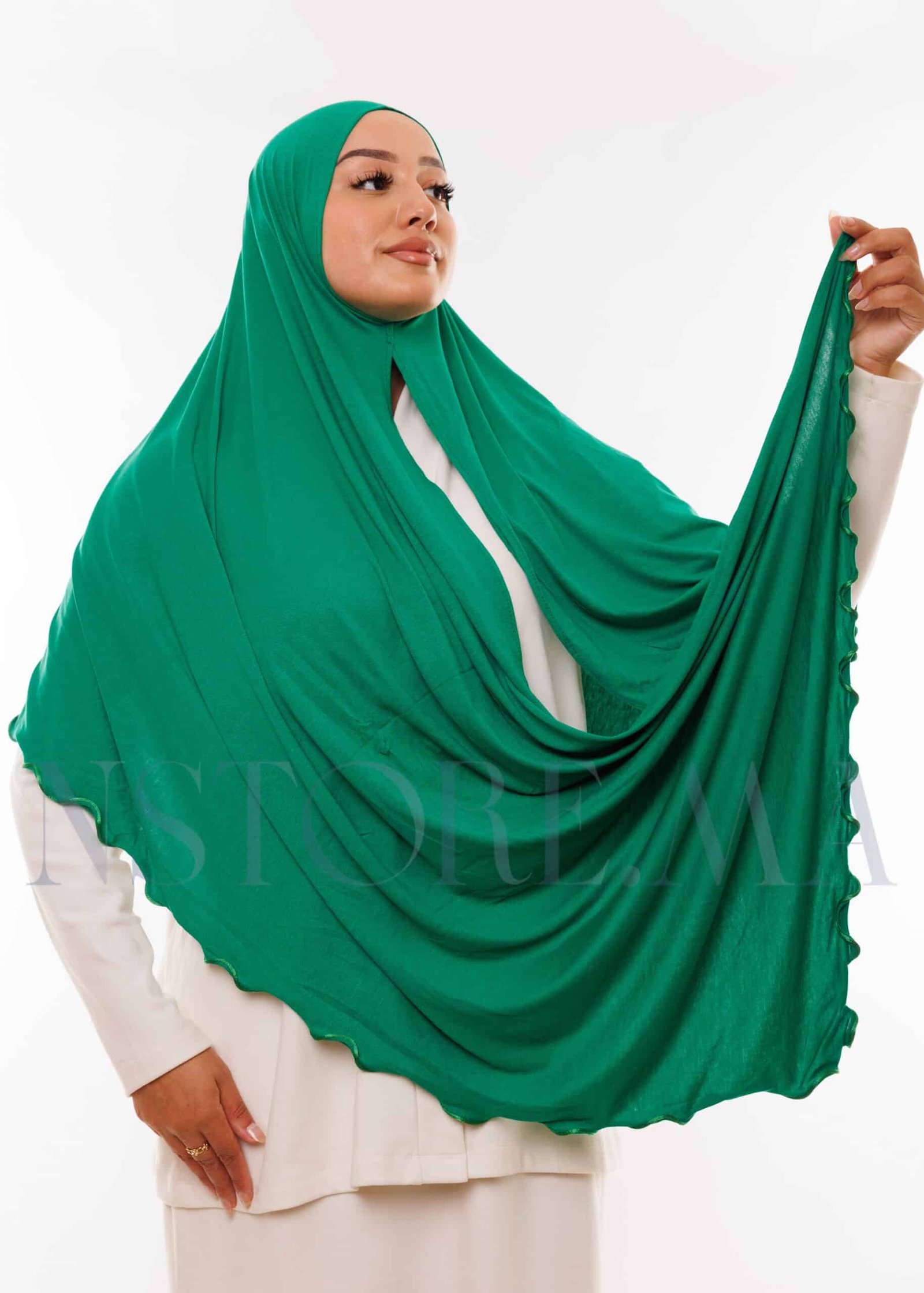 شال ليكرا مموج أخضر ملكي