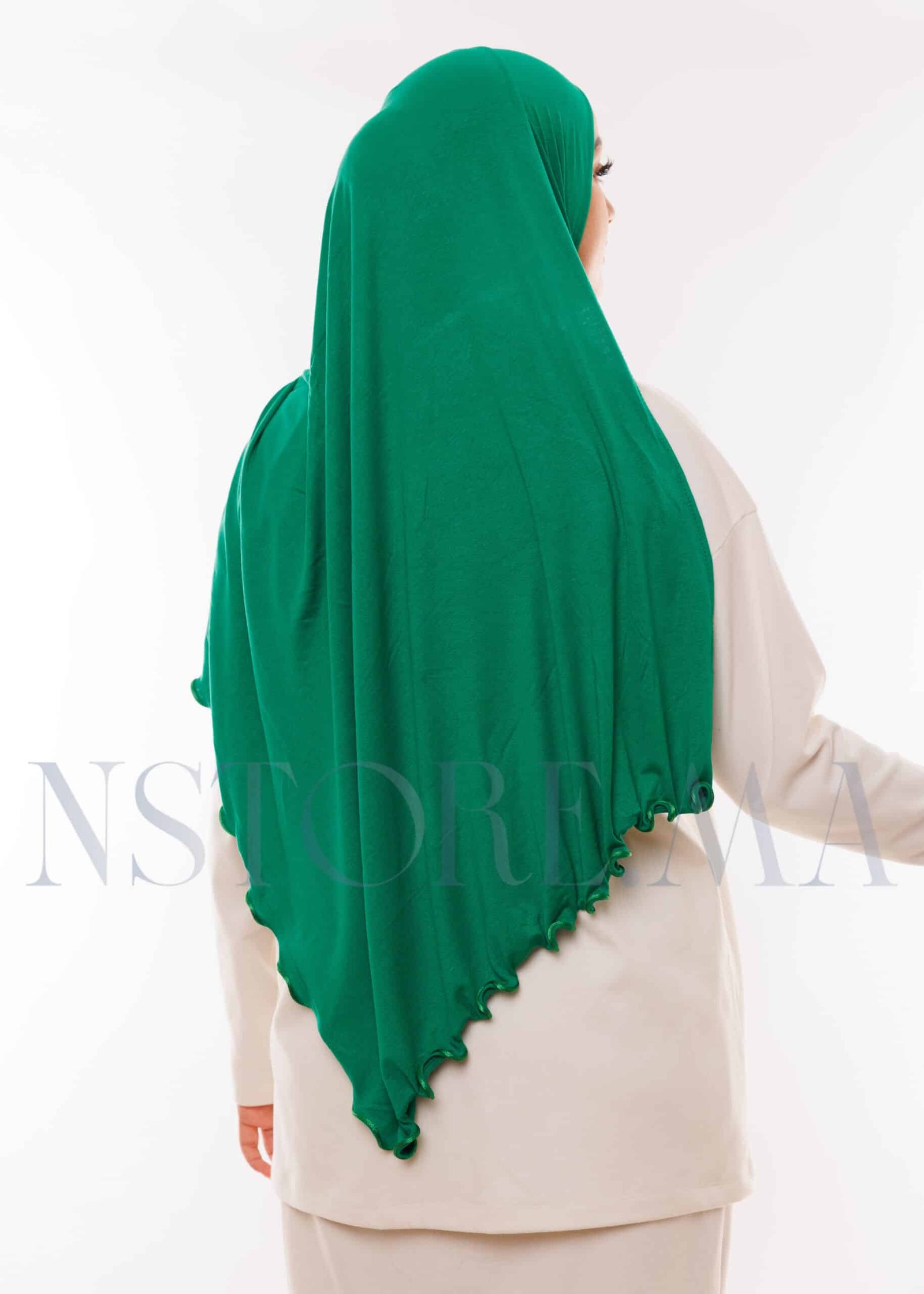 شال ليكرا مموج - أخضر ملكي -