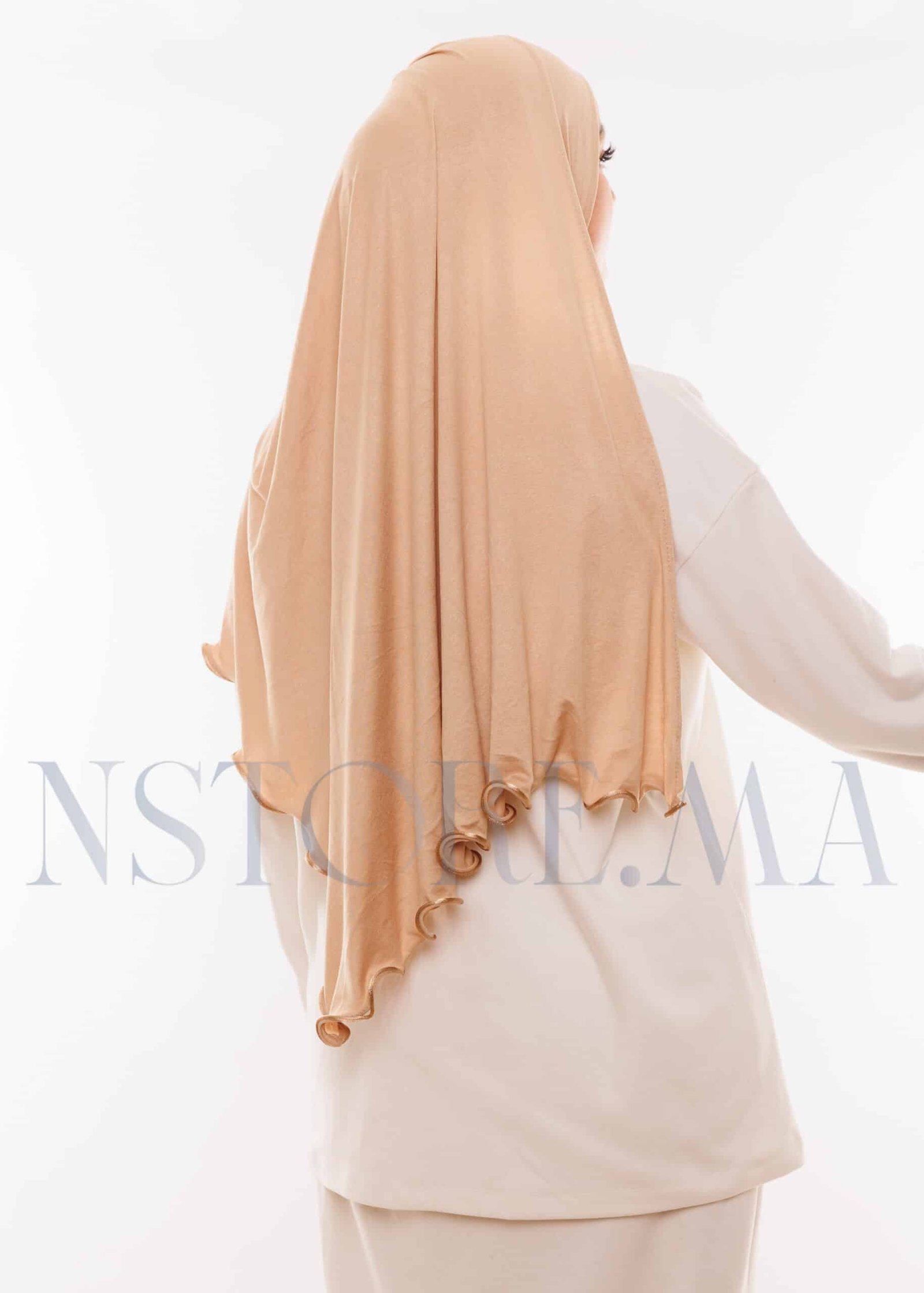 شال ليكرا مموج - بيج داكن -