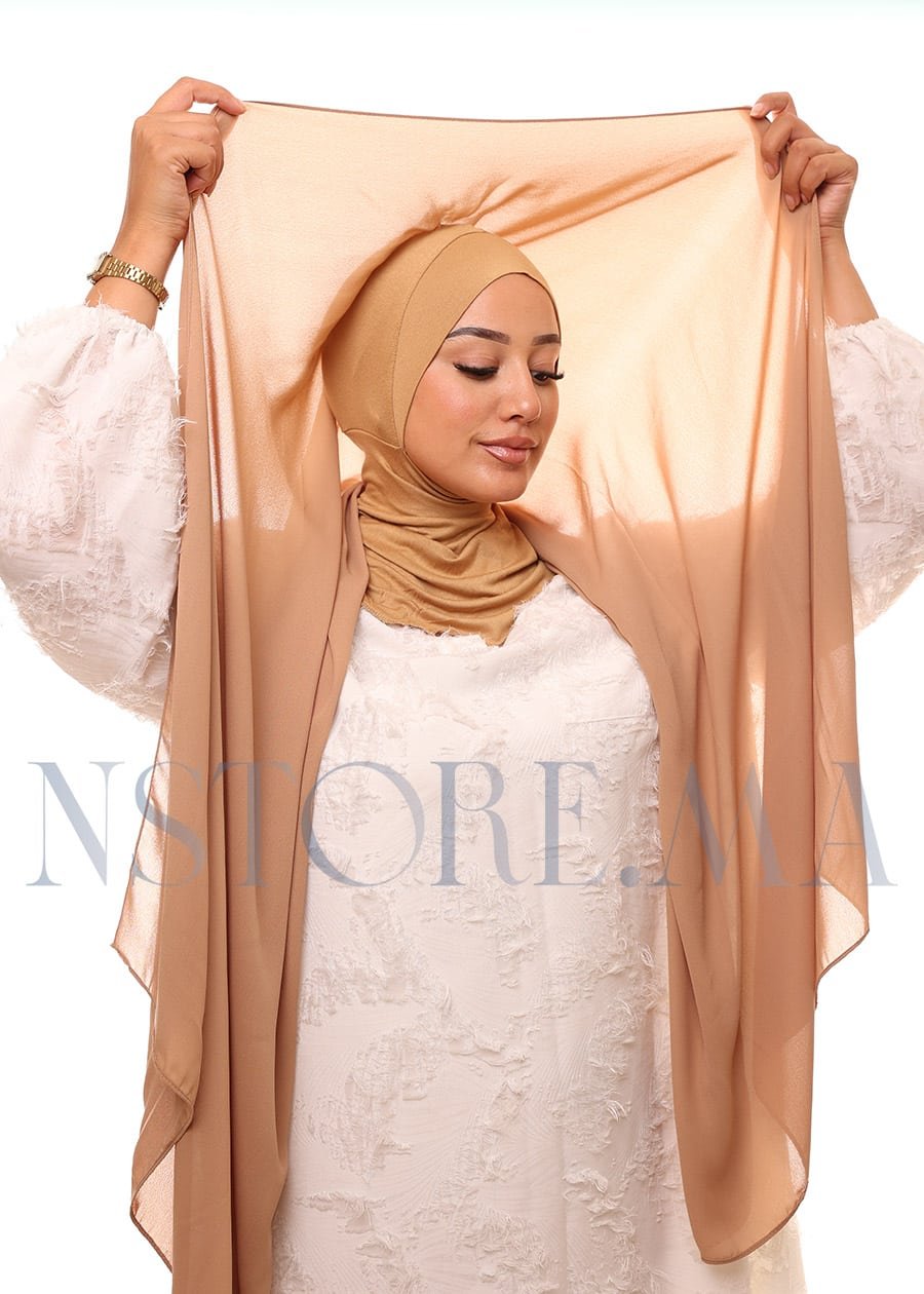 شال كريب حريري بالبوني "النينجا" - بيج داكن -