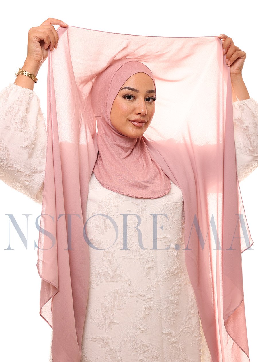 129A2208 شال كريب حريري بالبوني "النينجا" - وردي -