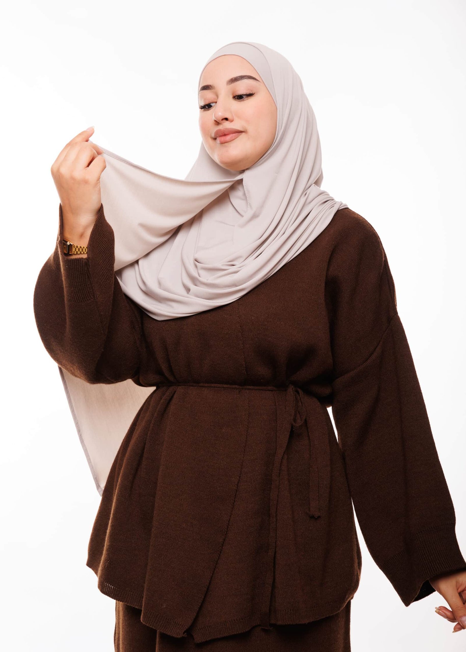 شال مزدوج - رمادي فاتح -