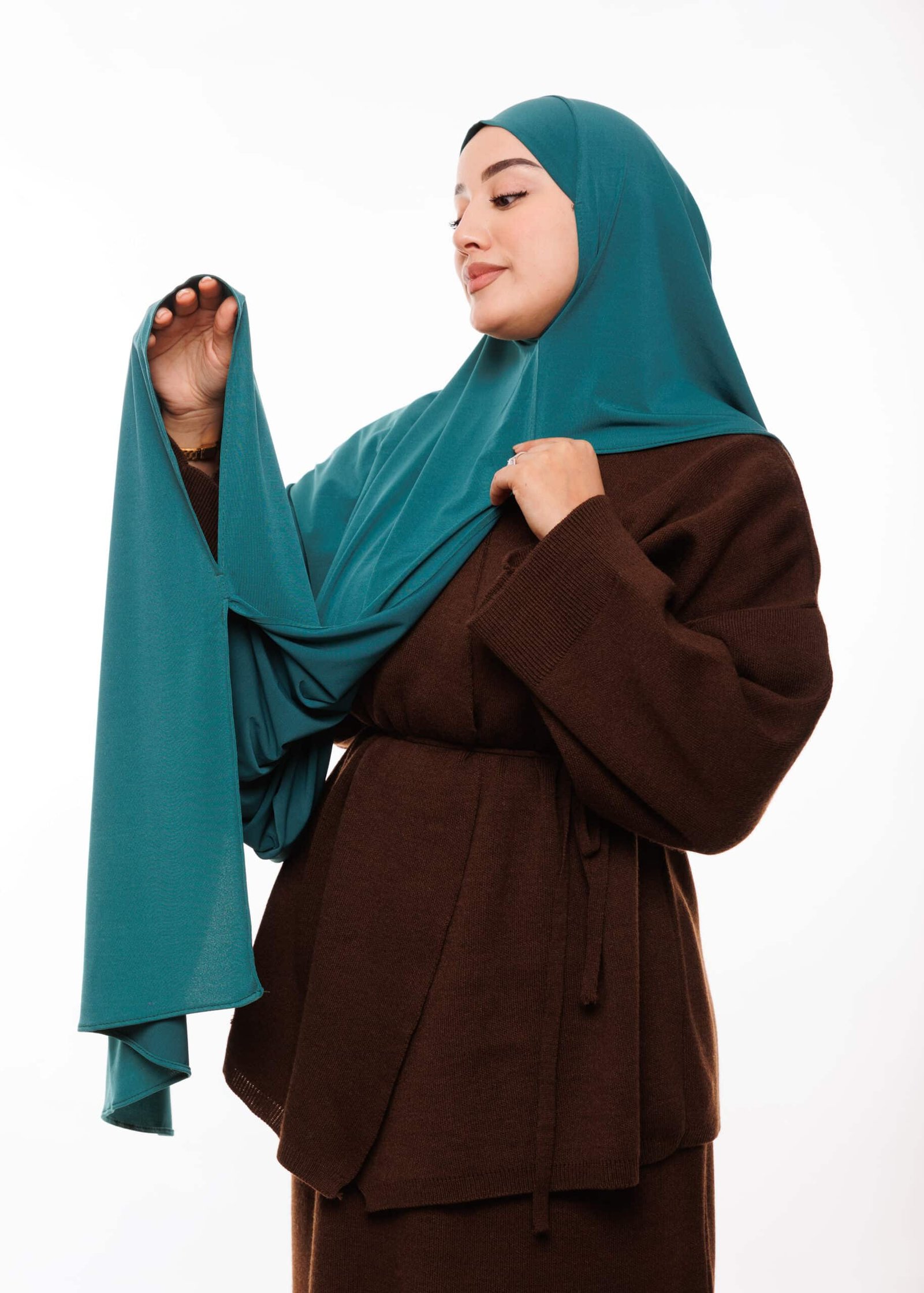 شال مزدوج أخضر فيروزي