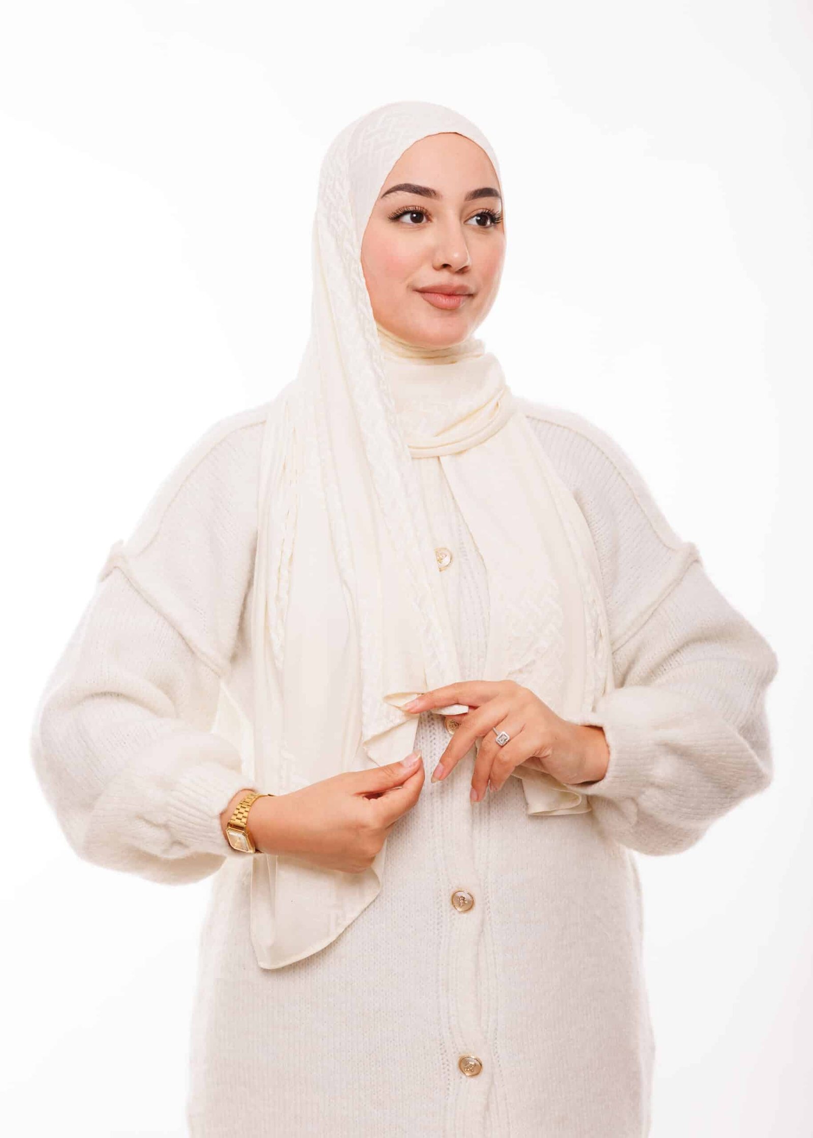 شال كشخة - أبيض مصفر -