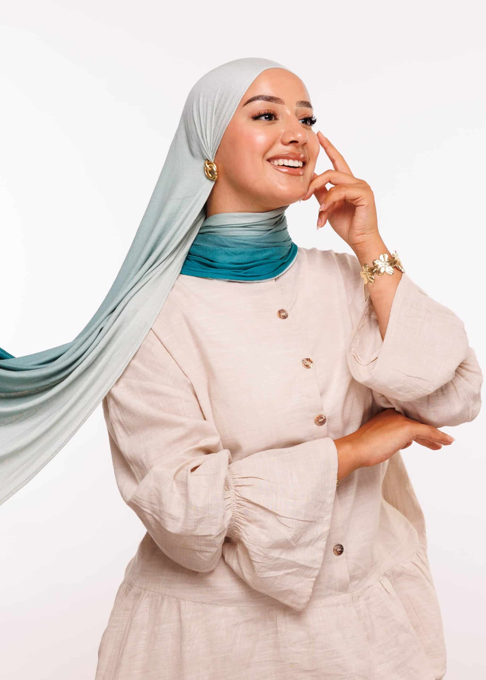 شال ليكرا ديڭرادي - أخضر فيروزي -