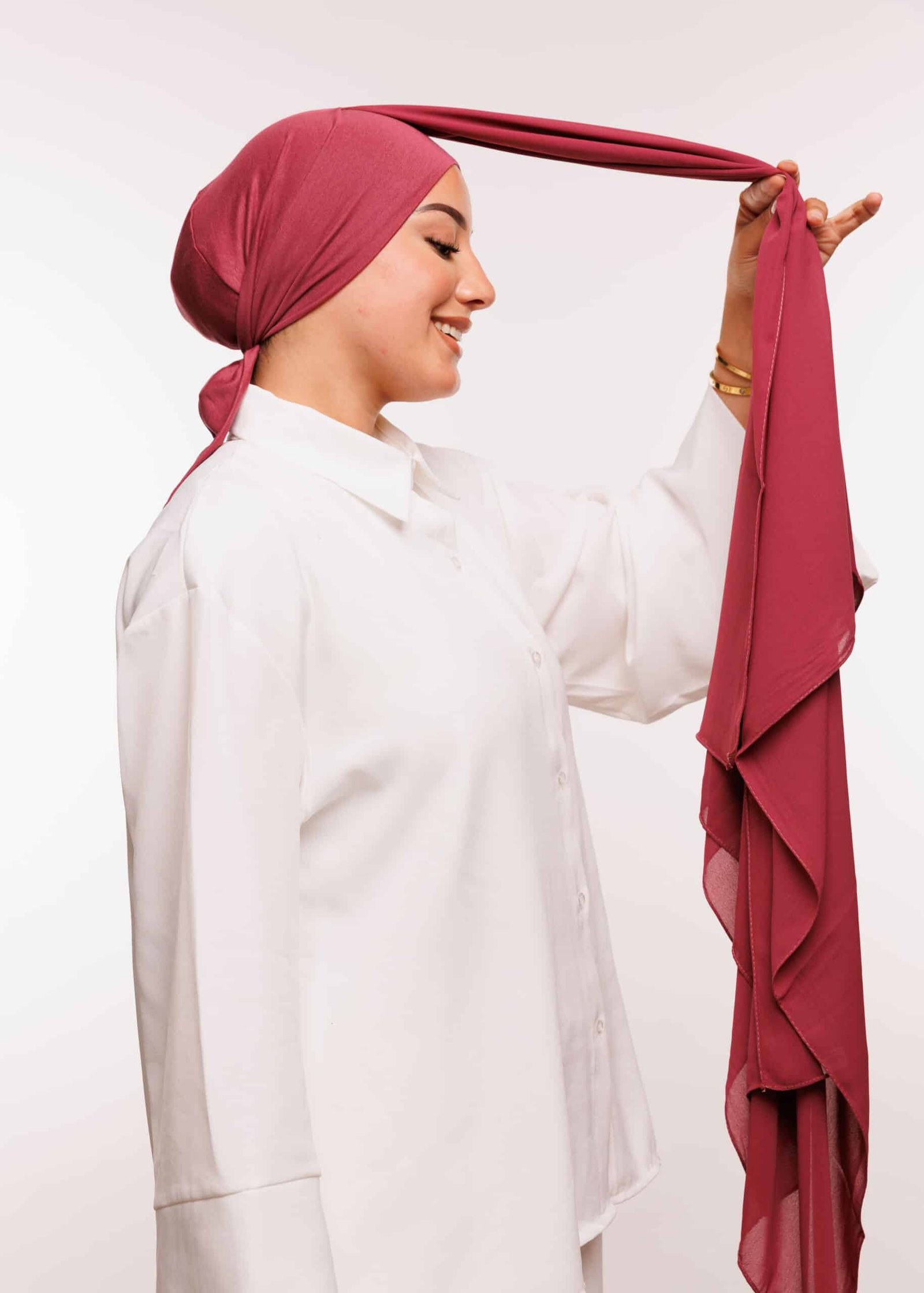 شال كريب حريري بالبوني "النينجا" - بورجوندي -