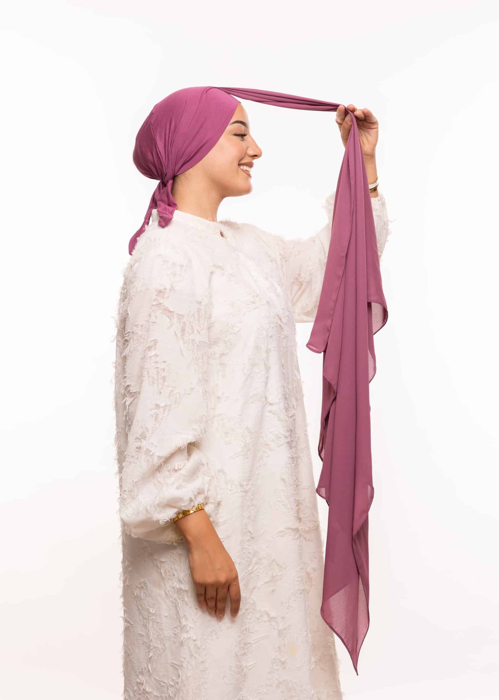 شال كريب بالبوني يربط من الخلف - بنفسجي