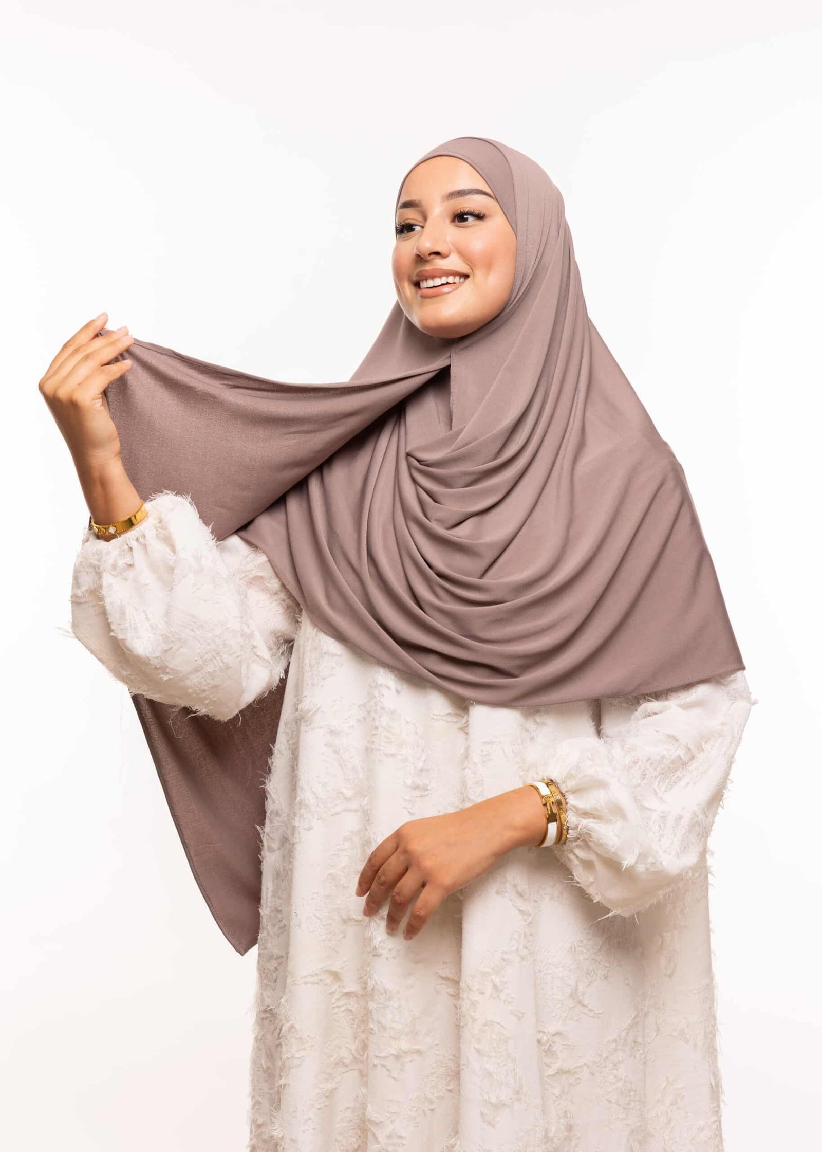 شال مزدوج : بيج رمادي داكن